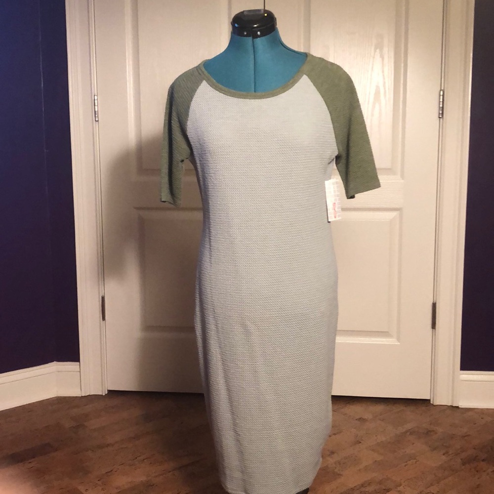LuLaRoe Green Midi Body Con Dress, S